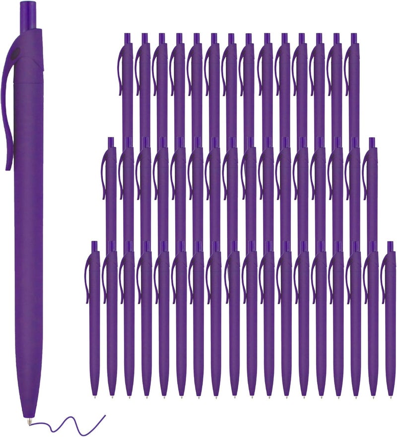 deegtran Pens Bulk, 50 Pack No Bleed Purple Click Pens, Wholesale Retractable Ballpoint Pens, Medium Point, Smooth Ink Pens, 1.0MM Purple Ink - Image 1